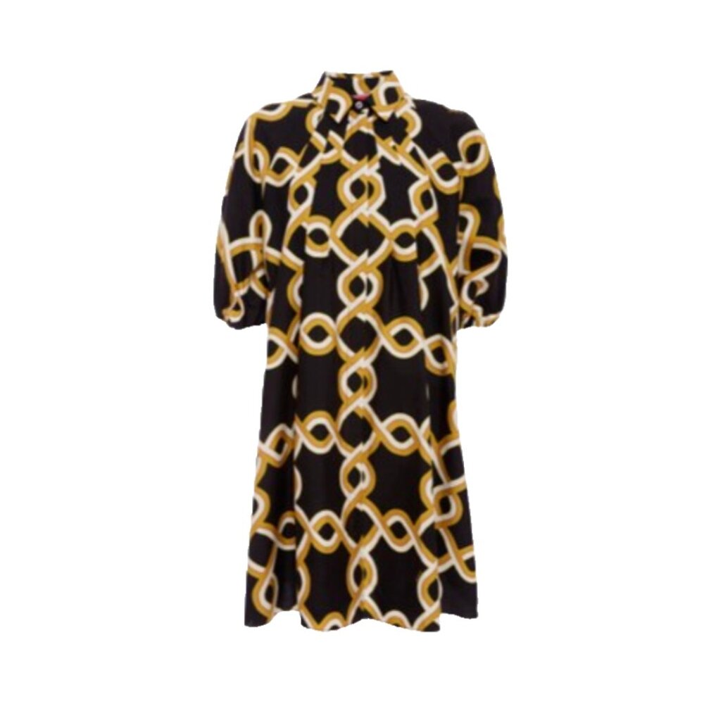 LA DoubleJ Mini Dress with Black and Gold Chain Design